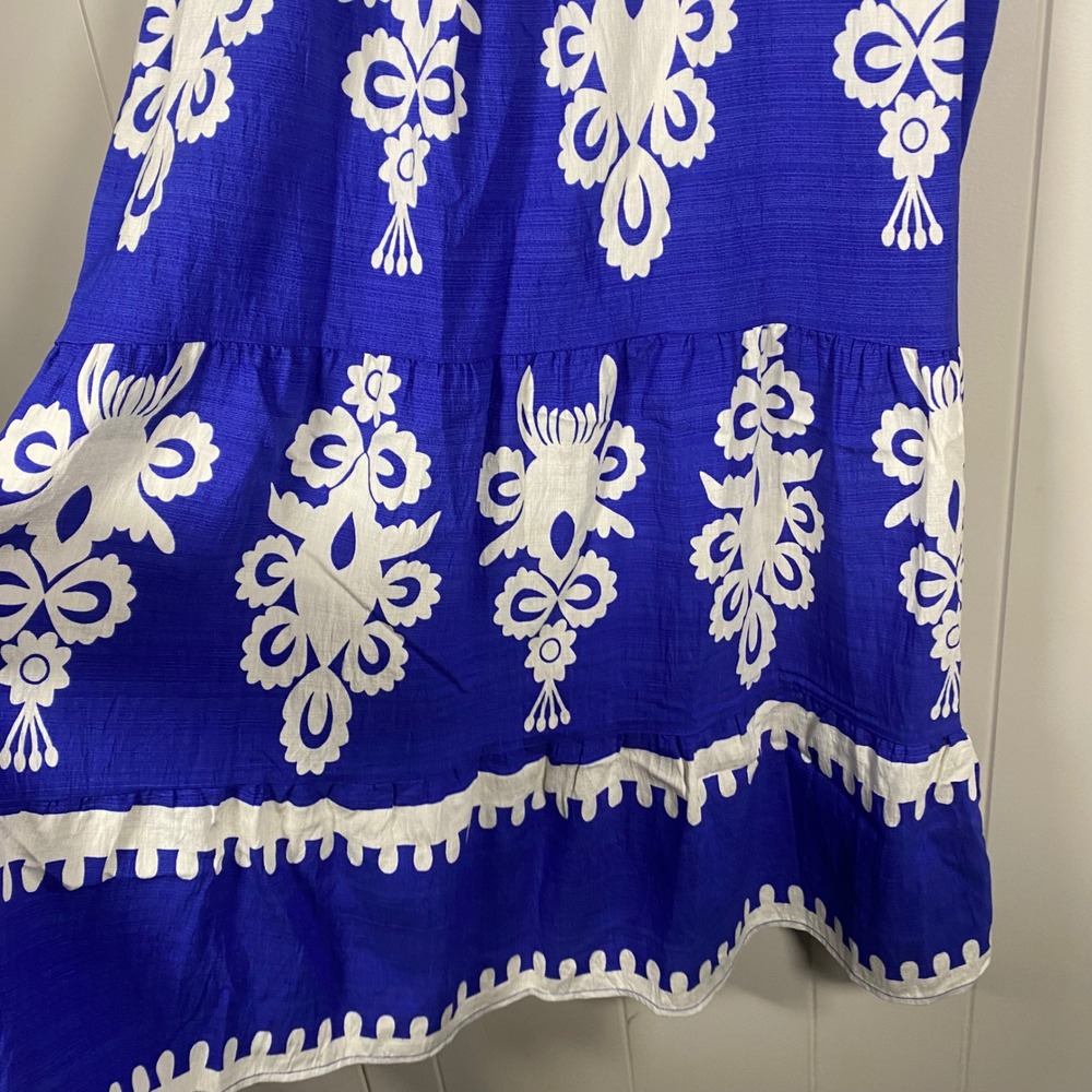 NWT Umgee Blue Medallion Tiered Babydoll Mini Dress Ruffle Sleeve Womens Medium - Picture 8 of 9